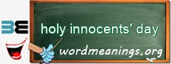 WordMeaning blackboard for holy innocents' day